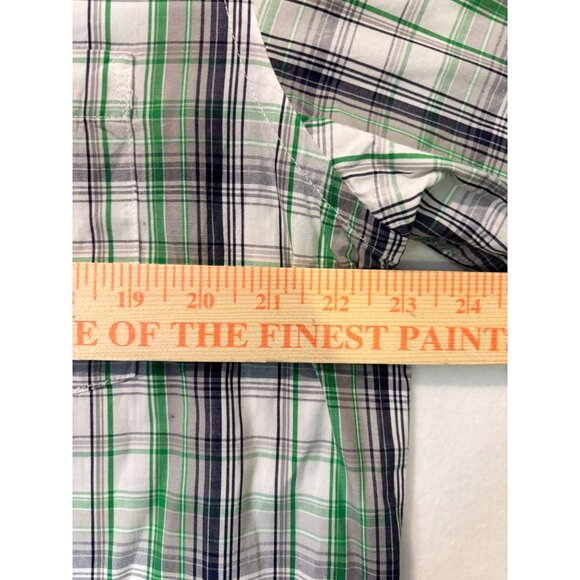 Ecko Unltd Mens Plaid Short Sleeve Button-Up Shirt Large Green/Gray - Picture 8 of 14